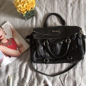 Hot miu miu black leather bag